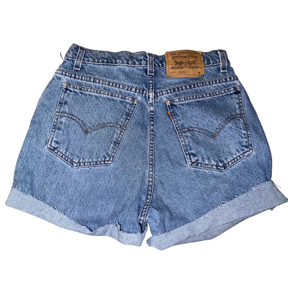 Vintage Levis 921 Orange Tab High‎ Waisted Denim Shorts Medium Wash Blue Size 10